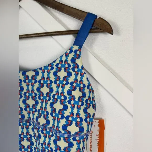 NWT Merrell Emery Tank Top Deep Water Ikat Print Opti-Wick Moisture Wicking Sz M - Picture 2 of 9